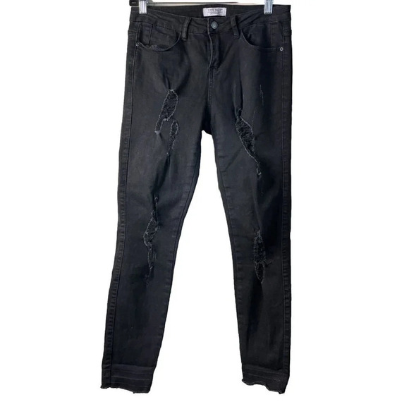Judy Blue Women’s Black Distressed Fray Ripped Denim Jeans‎ JB-8548 Size 7/28 - Picture 1 of 10